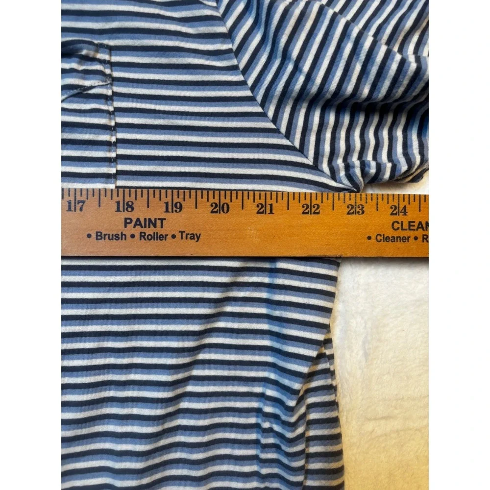 Vintage Ralph Lauren Polo Mens XL Striped Pocket Blue‎ White Button Short Sleeve